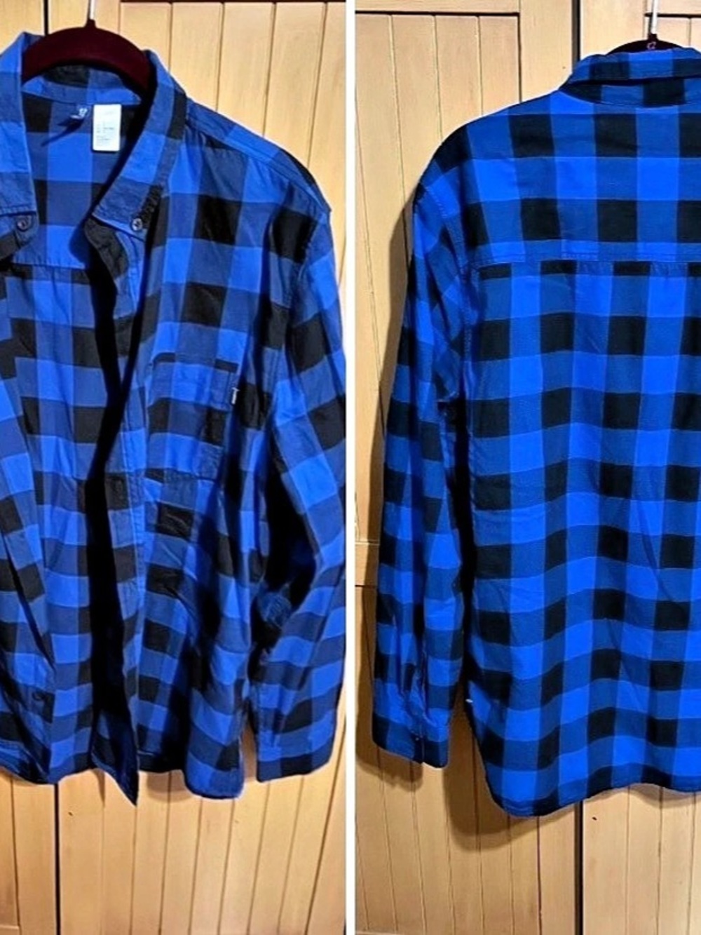 H&M Divided Men's Blue and Black Buffalo Plaid Flannel Shirt. Large